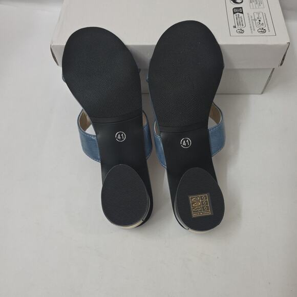 Hills Style Women’s Croc Embossed Gold Slide Sandals Low Heel Size 41 US 10 New - Picture 6 of 7